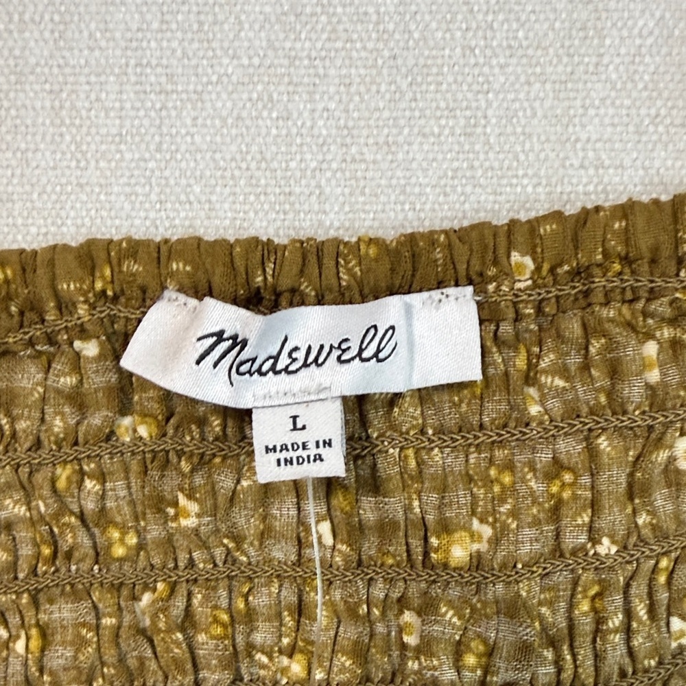 Madewell Olive Smocked Top - Picture 2 of 7